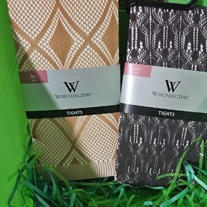 Worthington Patterned Tights - Beige & Charcoal